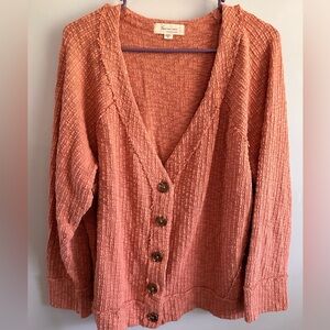 Two by Vince Camuto Coral Knit Button-Front V-Neck Cardigan